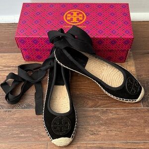 Tory Burch Black Espadrille Minnie Ballet Flats US 6.5 EU 37